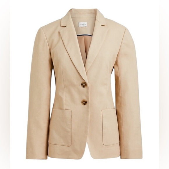 J. Crew Jackets & Blazers - J. Crew - Refined Linen Beige Suit Blazer Jacket Sz 4